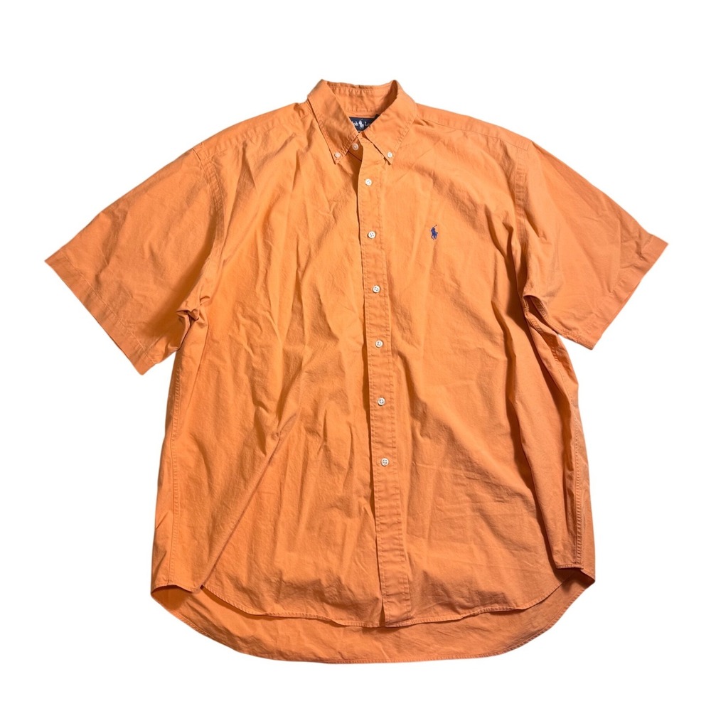 Polo Ralph Lauren Blake Shirt Mens XL Orange Short Sleeve Cotton Button‎ Up-2090